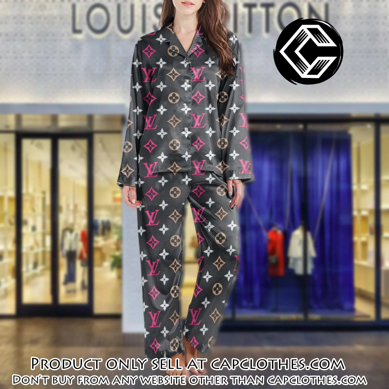 Lv monogram long satin pajama set pjs1006 cc1741147
